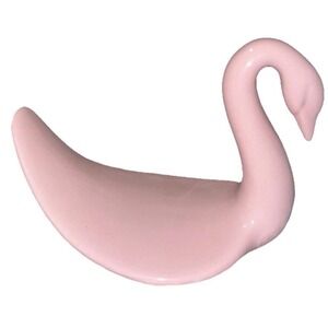 Vintage 1986 Excell Ceramic Swan Figurine Soap Dish Trinket Bowl Pastel Pink